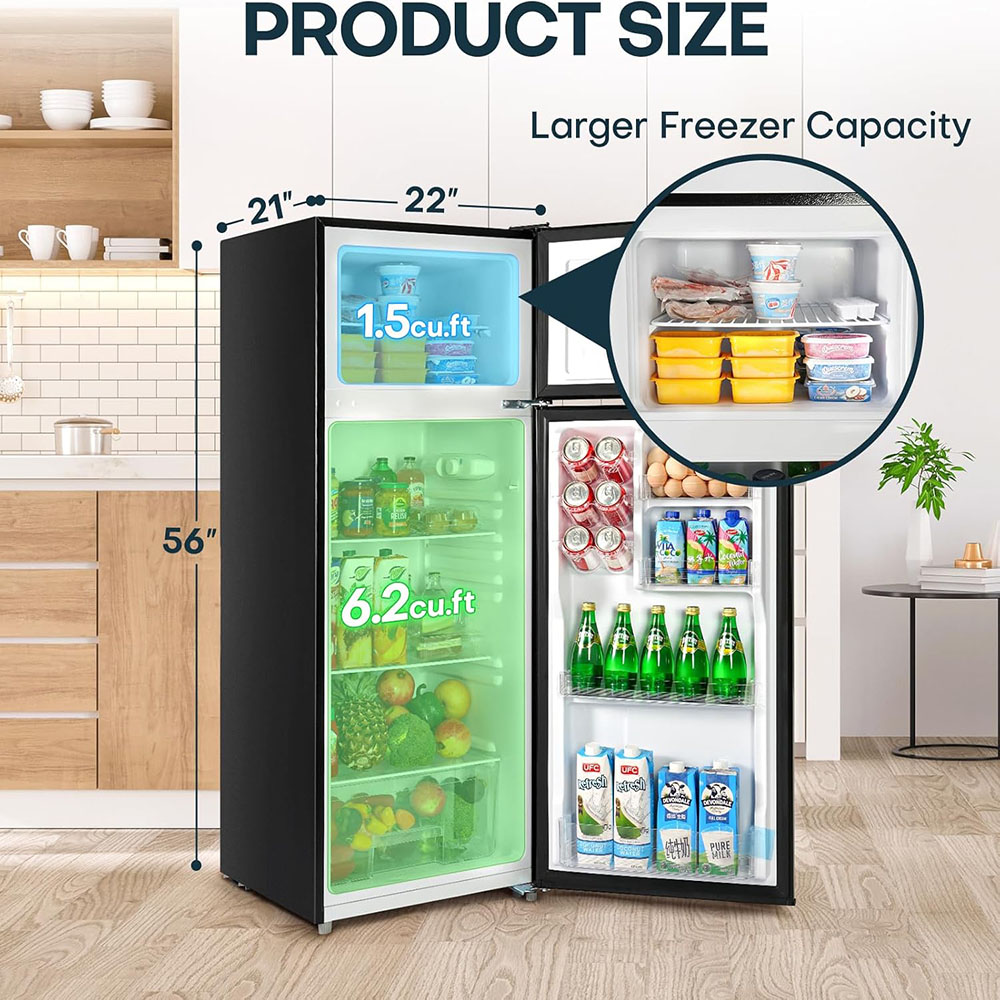 Upstreman Stainless Steel Double Door Refrigerator